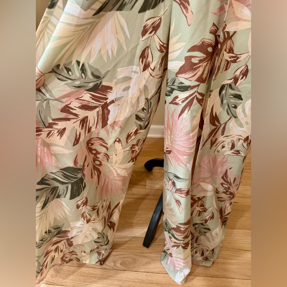 🌴 Band of the Free XS Linen Bra Top Tropical Jumpsuit | Flowy Wide Leg, XS - Picture 8 of 10